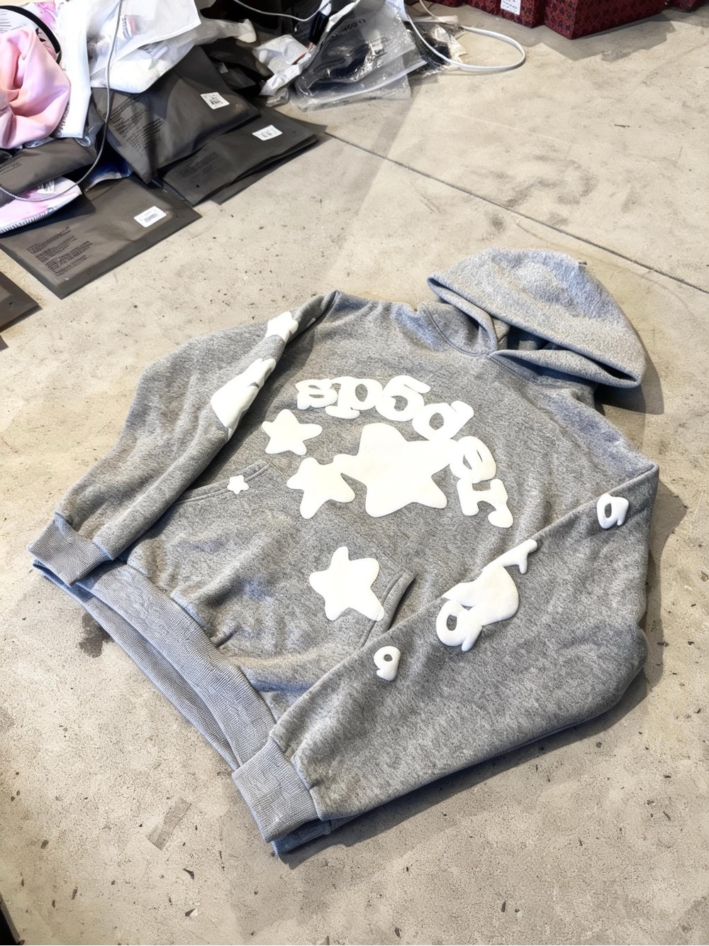 Spider Sp5der Grey Stars Hoodie